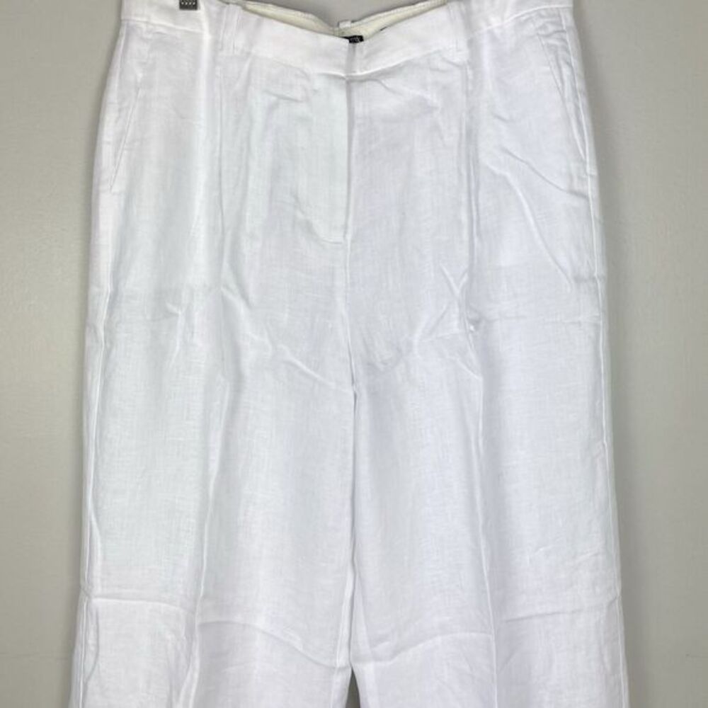 J Crew White Wide Leg Essential Pant Linen Sz 14 TALL Old Money Minimalist - Picture 3 of 10